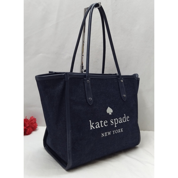 Kate Spade New York Blue Denim Double Handles Tote Bag - Picture 4 of 15